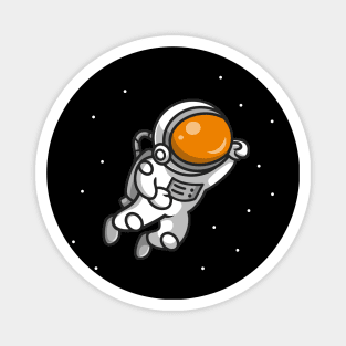 Cute Astronaut Flying In Space Cartoon Magnet